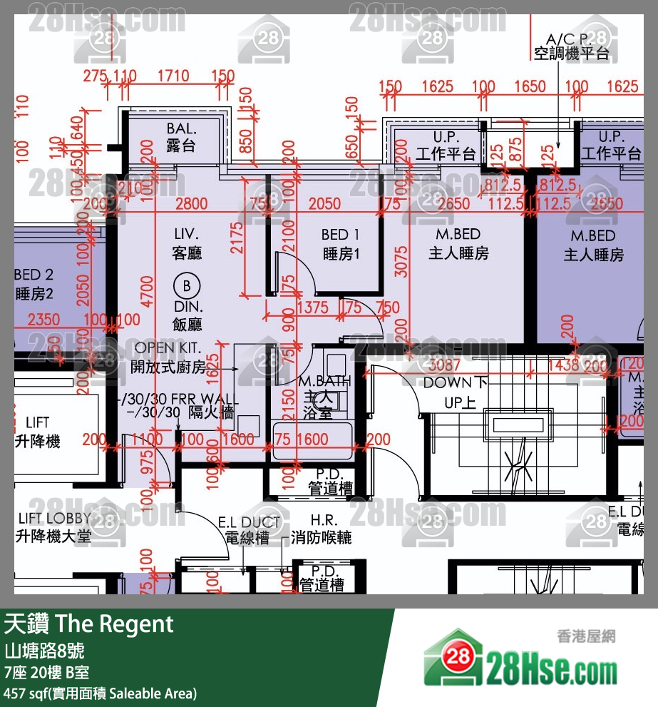天钻 7座 20楼 B室 平面图