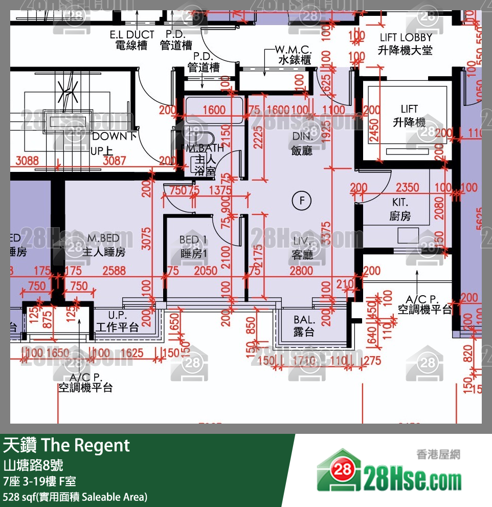 天鑽 7座 3樓 F室 平面圖