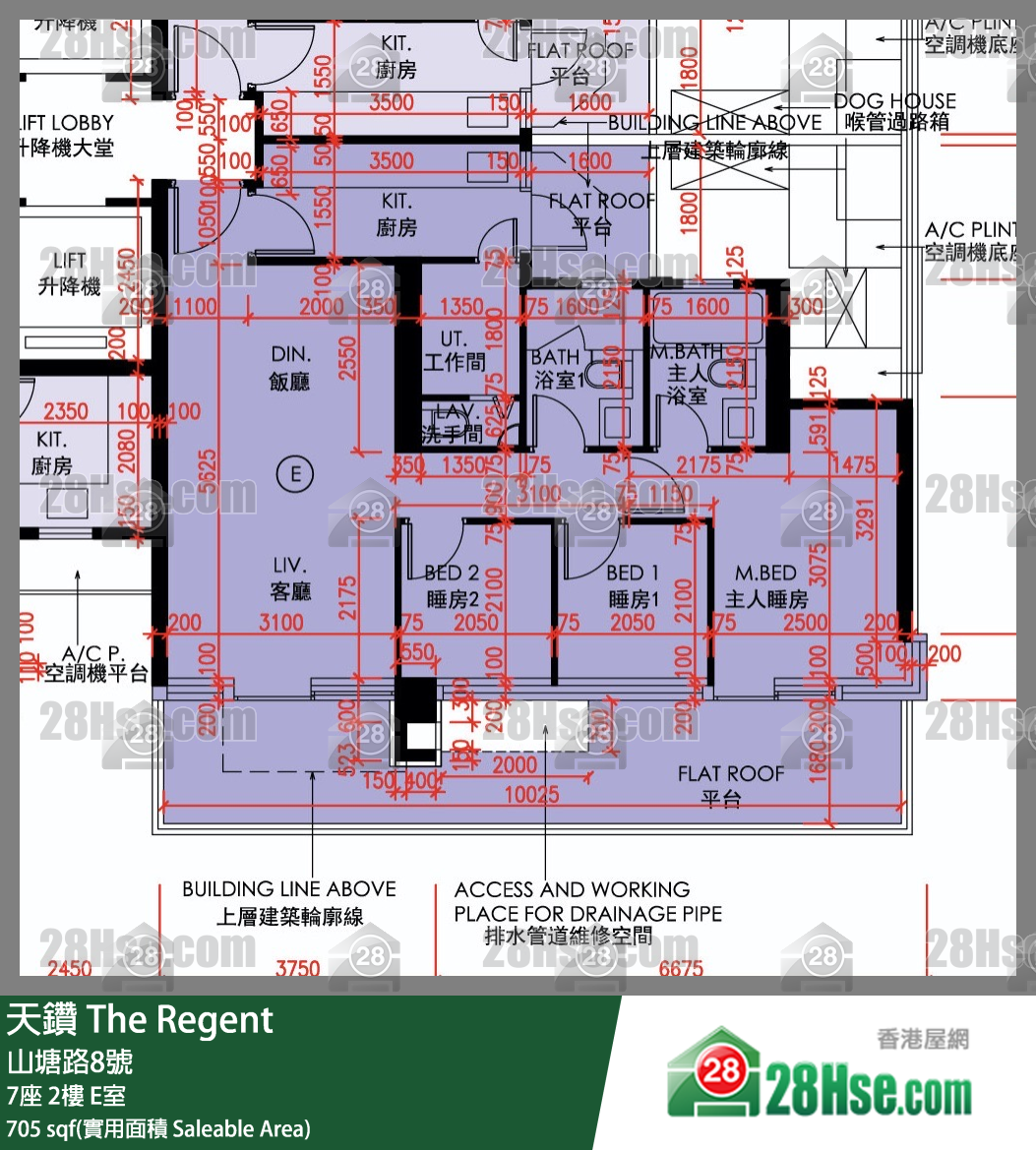 天钻 7座 2楼 E室 平面图