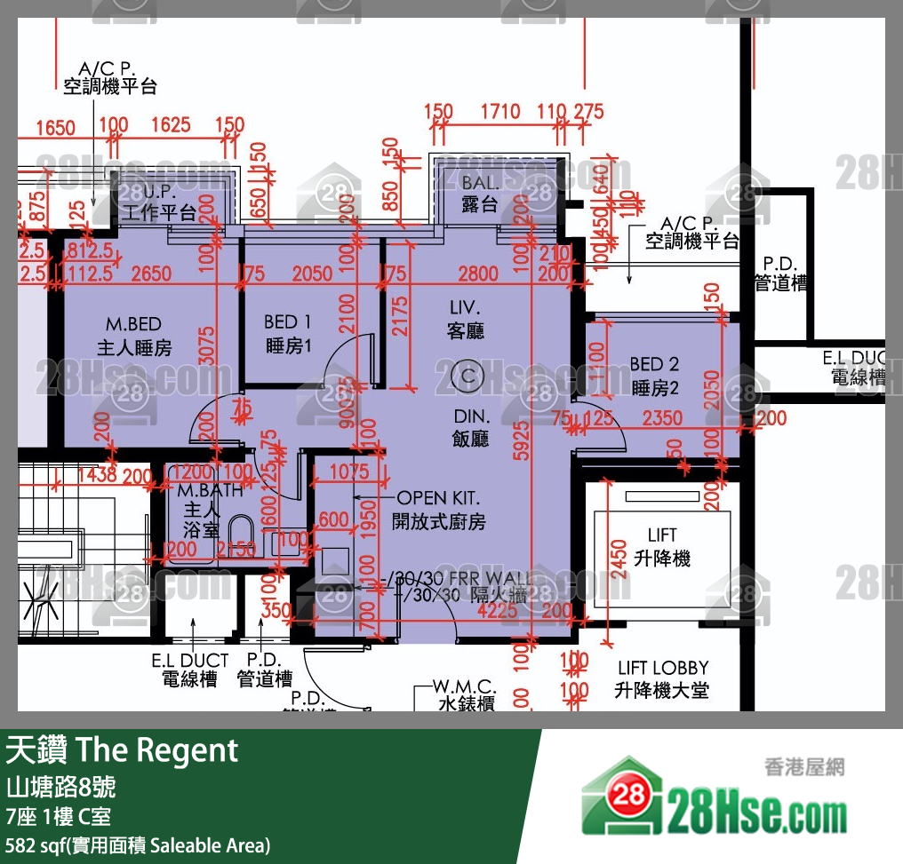 天鑽 7座 1樓 C室 平面圖