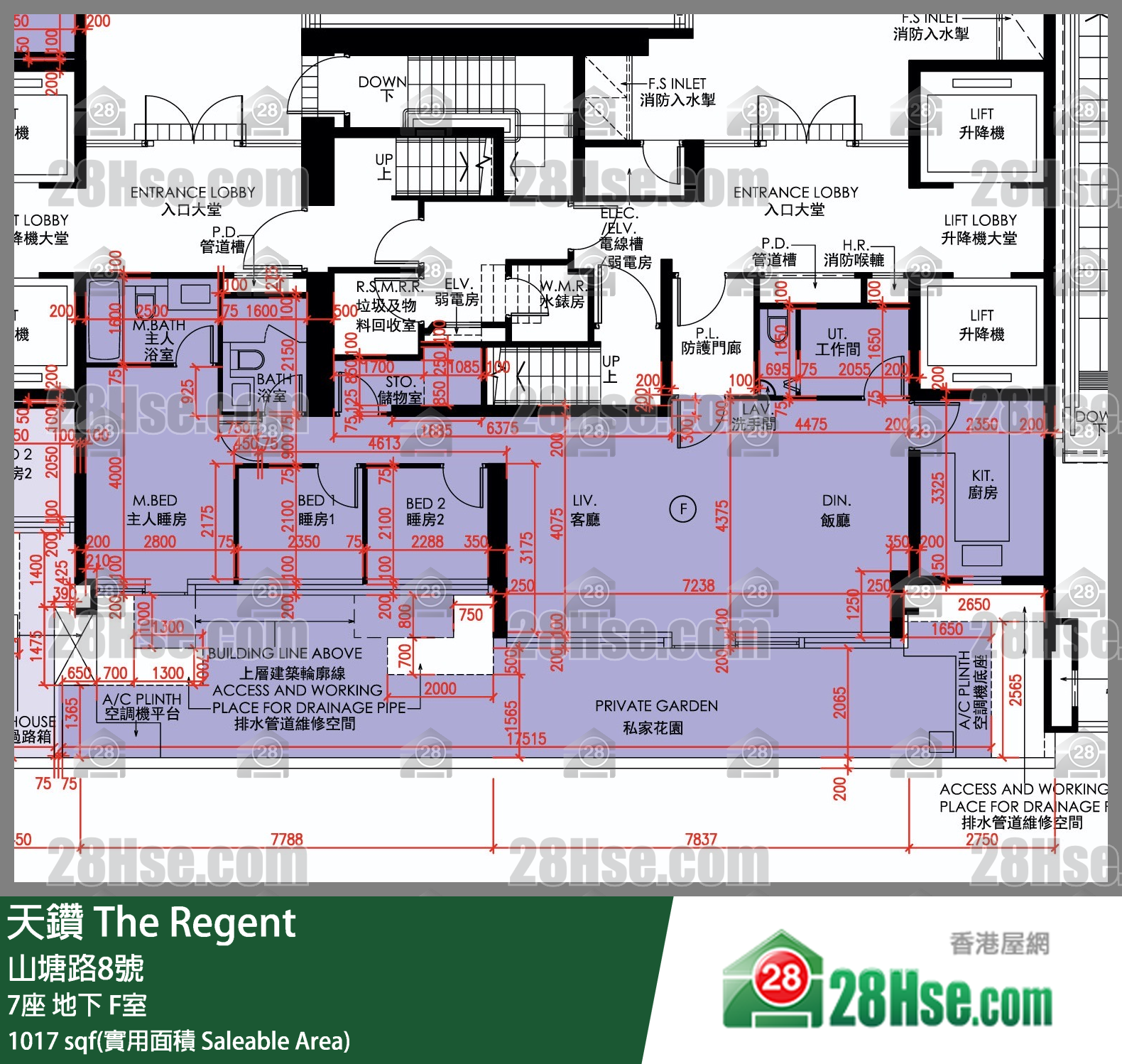天鑽 7座 F室 平面圖
