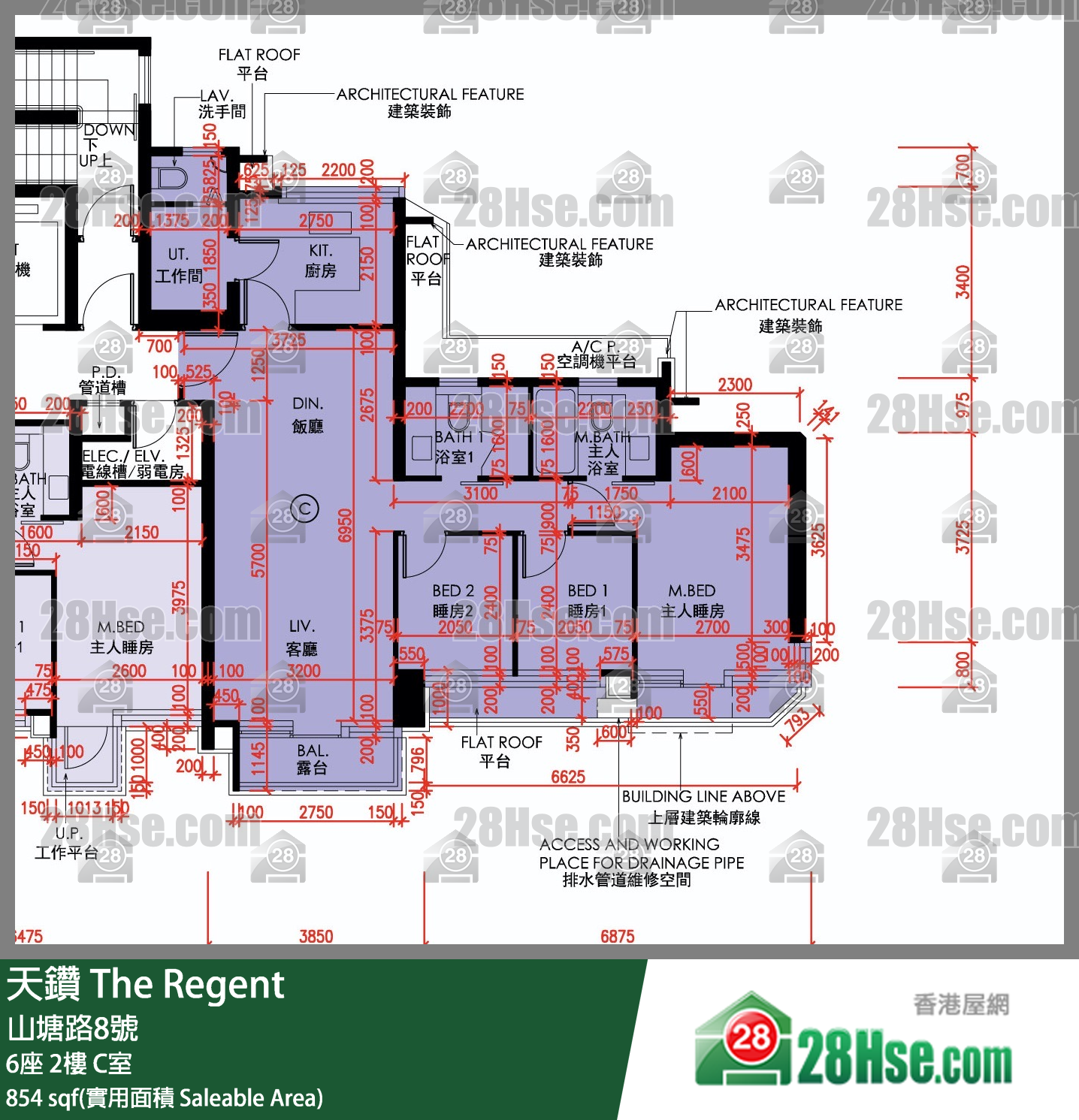 天钻 6座 2楼 C室 平面图