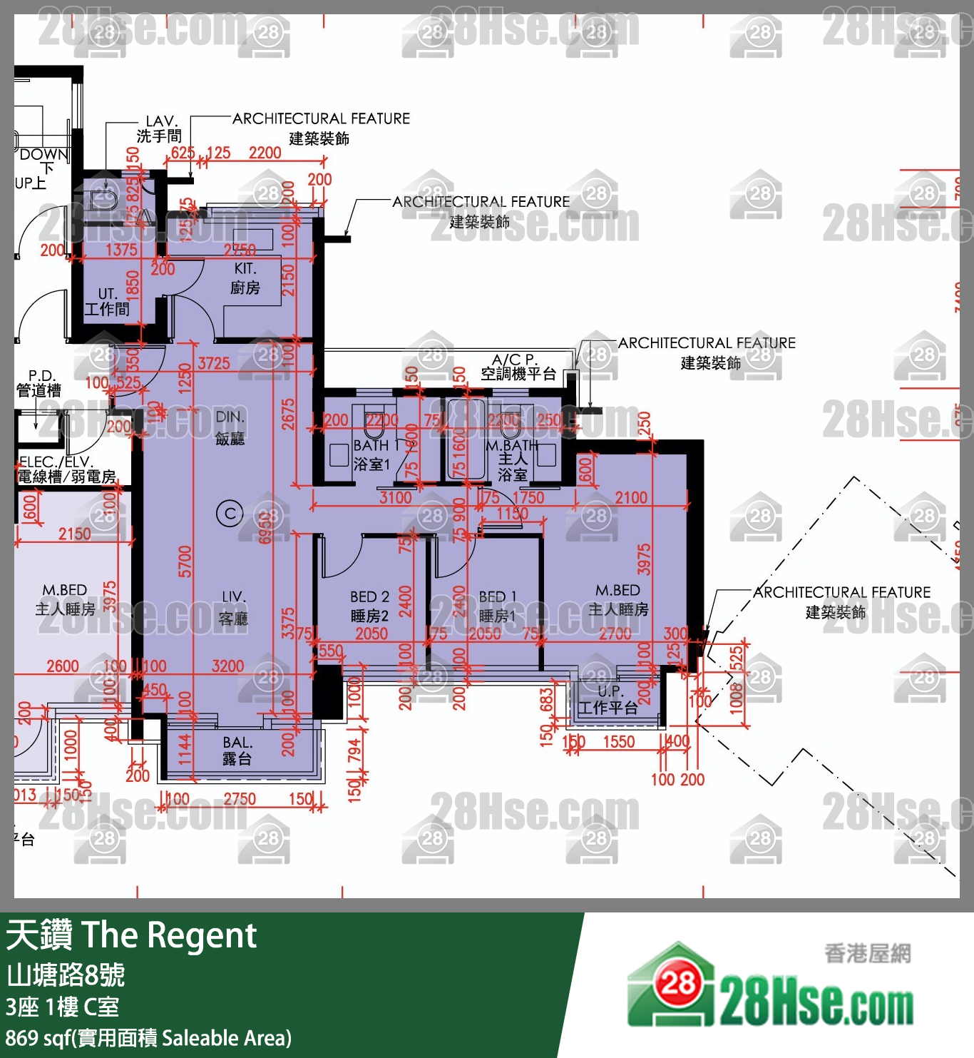 天鑽 3座 1樓 C室 平面圖