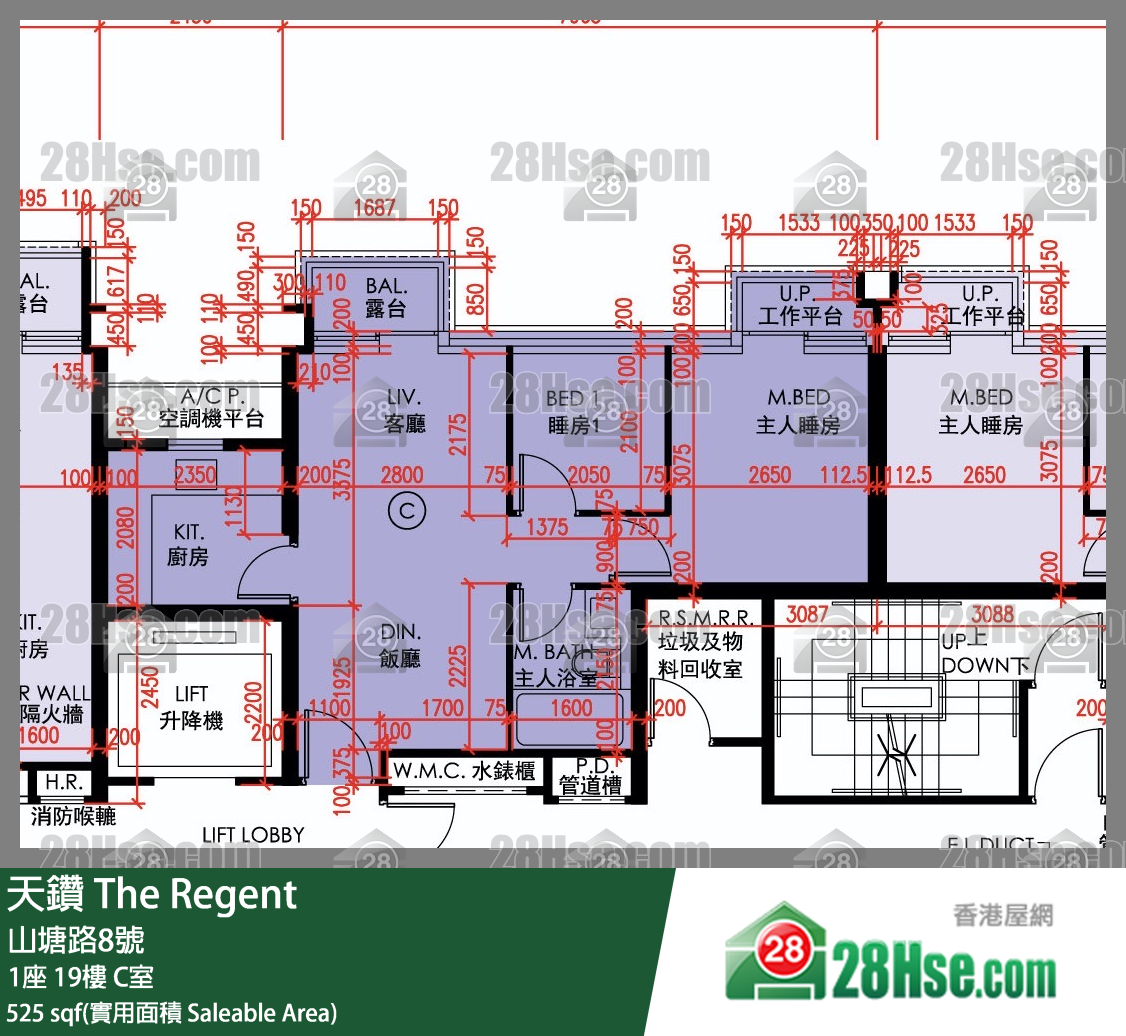天鑽 1座 19樓 C室 平面圖