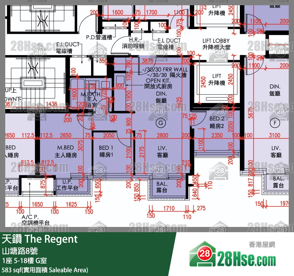 天鑽 1座 12樓 G室 平面圖