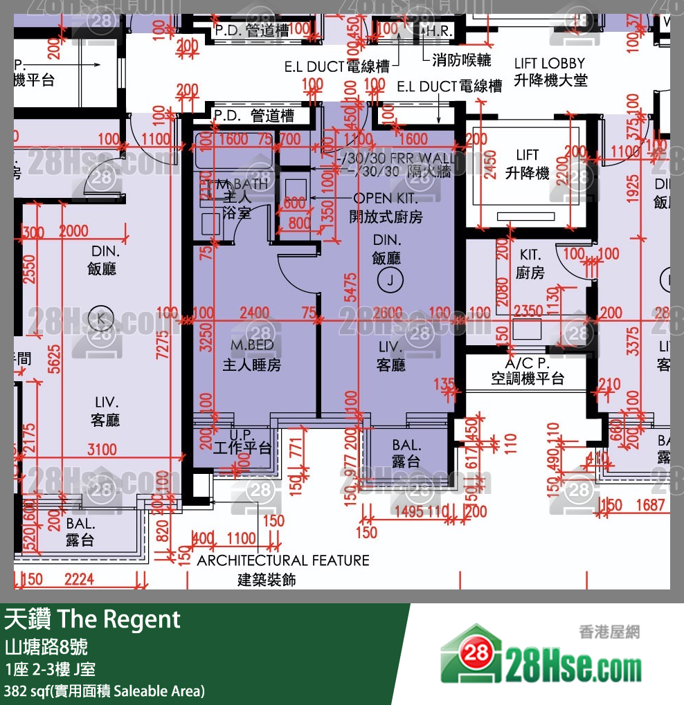 天鑽 1座 3樓 J室 平面圖