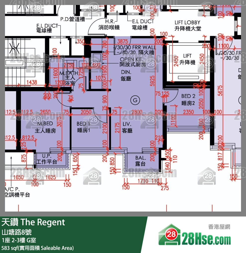 天鑽 1座 3樓 G室 平面圖