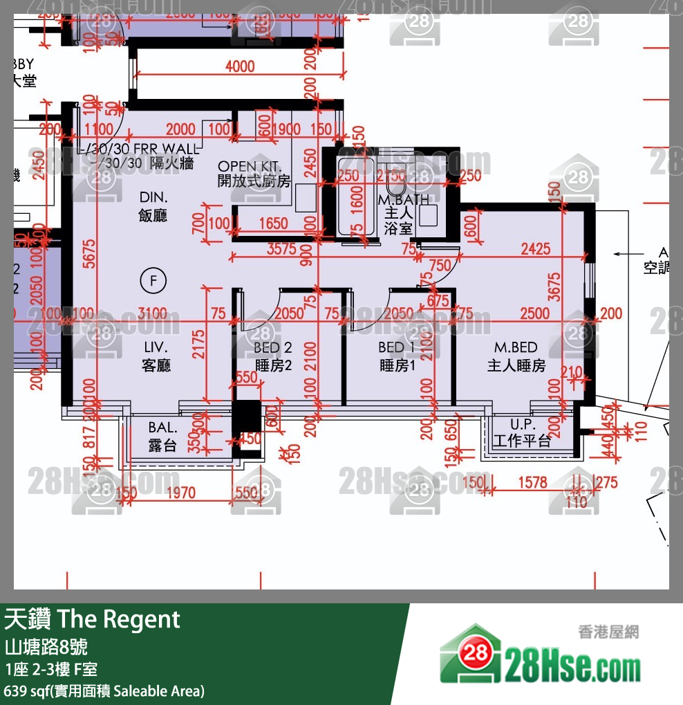 天鑽 1座 3樓 F室 平面圖
