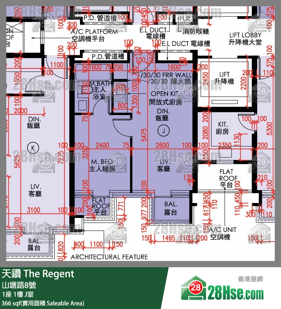 天鑽 1座 1樓 J室 平面圖