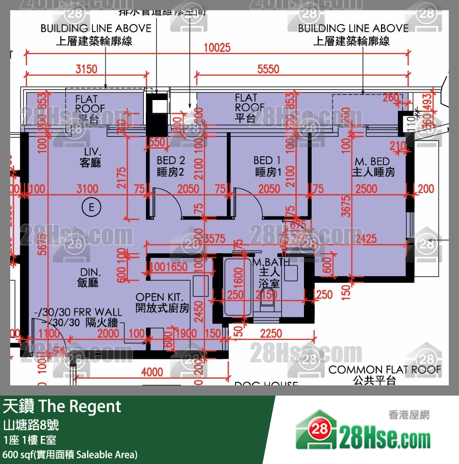天鑽 1座 1樓 E室 平面圖