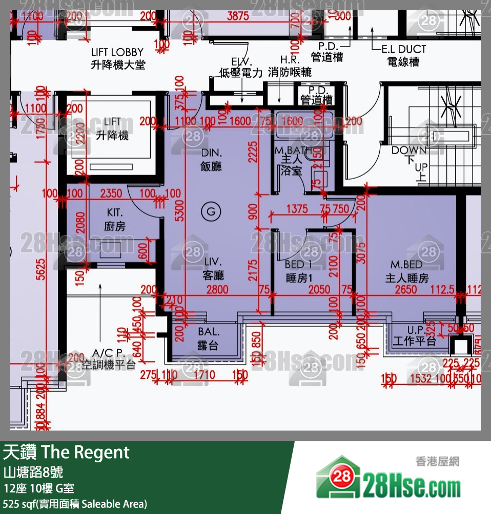 天鑽 12座 10樓 G室 平面圖