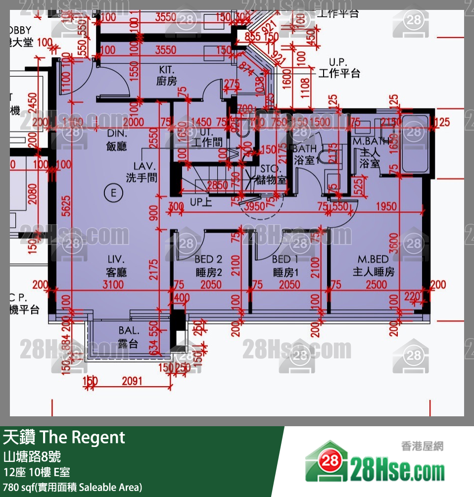 天钻 12座 10楼 E室 平面图