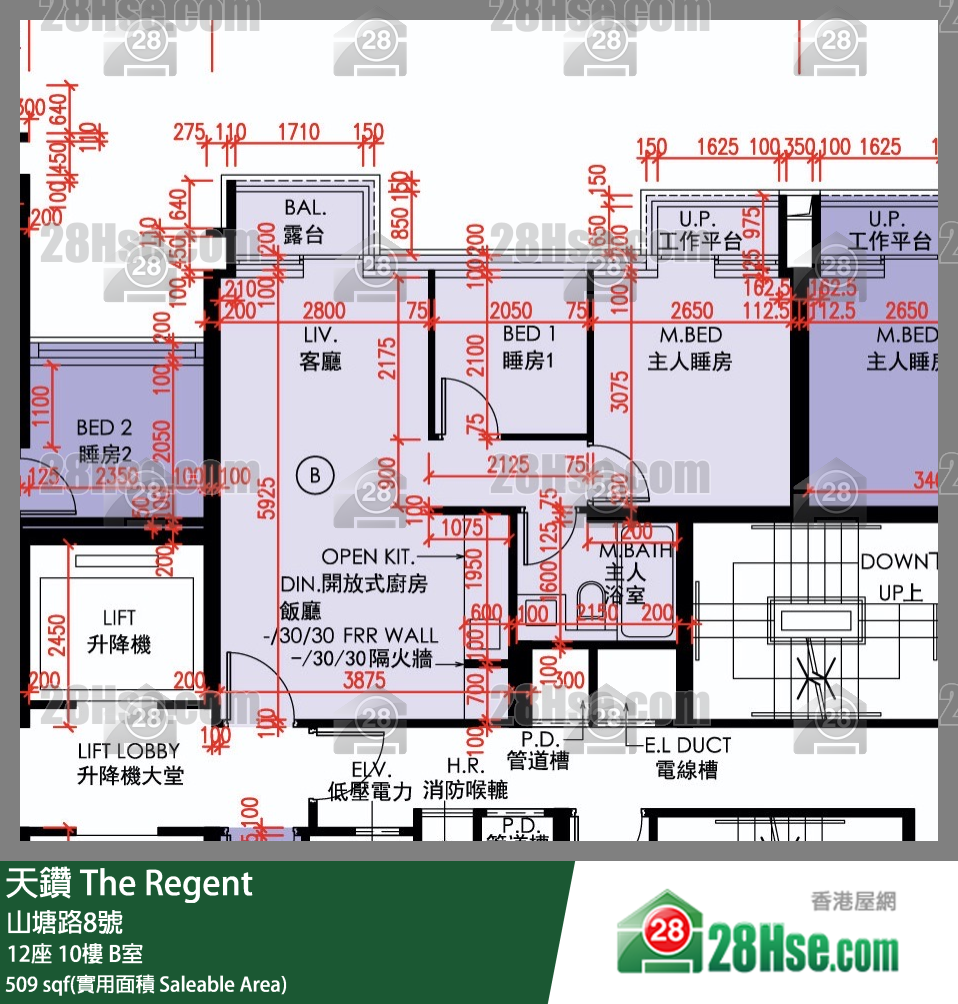 天鑽 12座 10樓 B室 平面圖