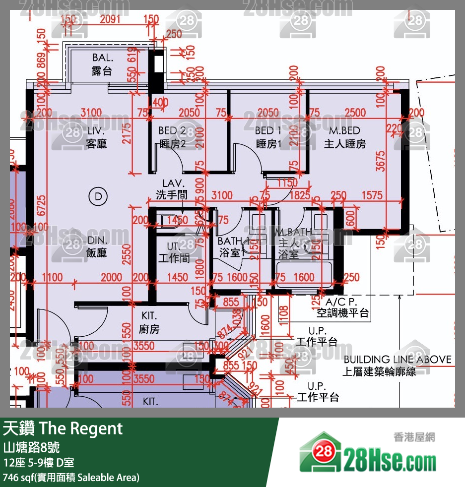 天鑽 12座 9樓 D室 平面圖