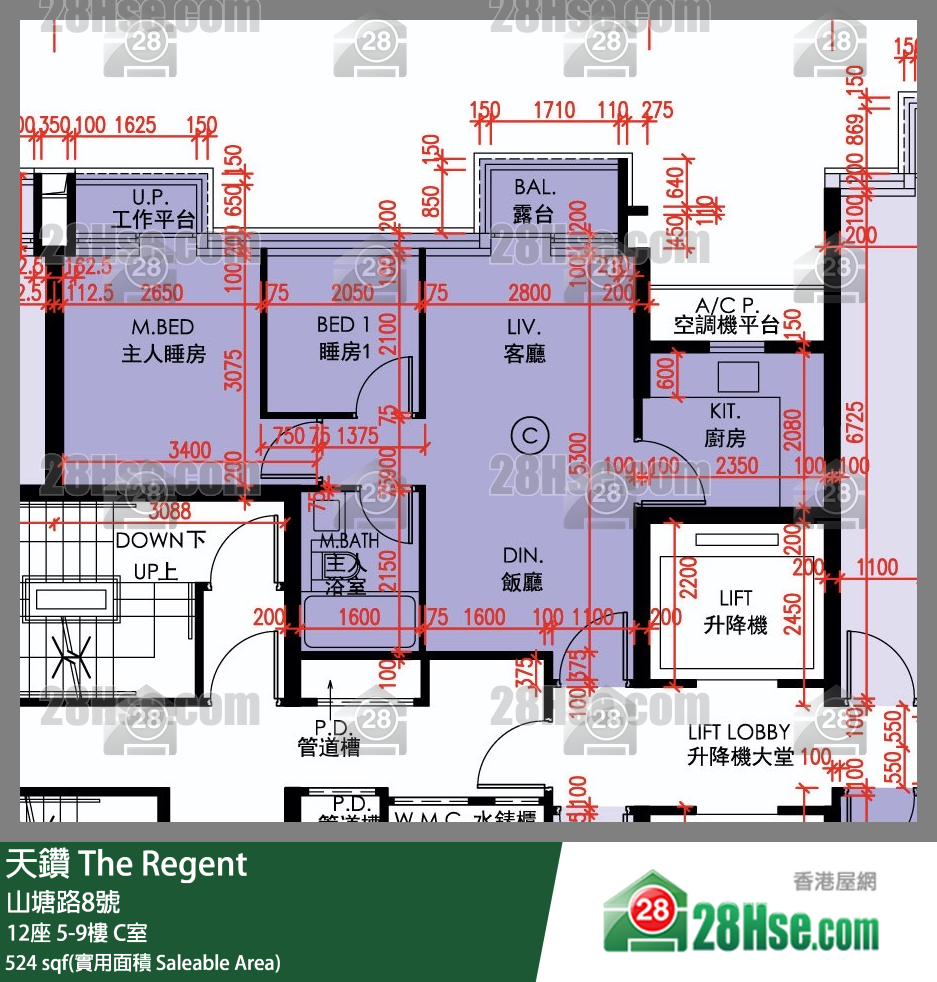 天鑽 12座 9樓 C室 平面圖