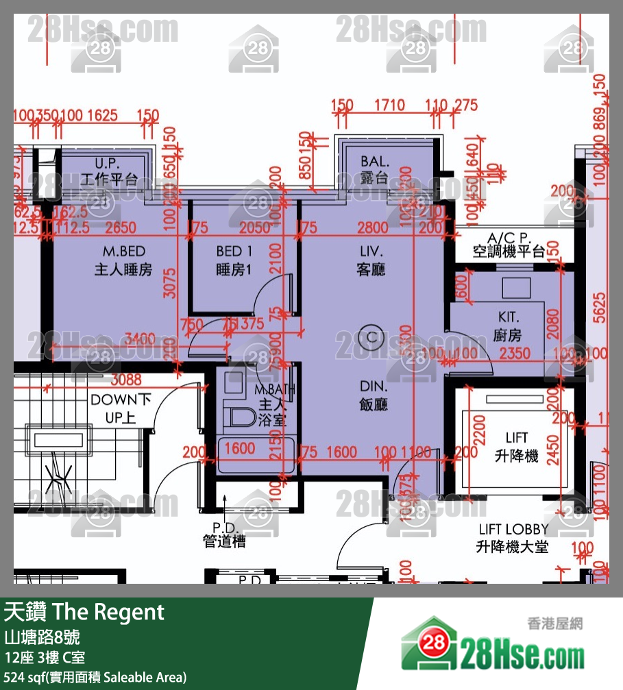 天鑽 12座 3樓 C室 平面圖