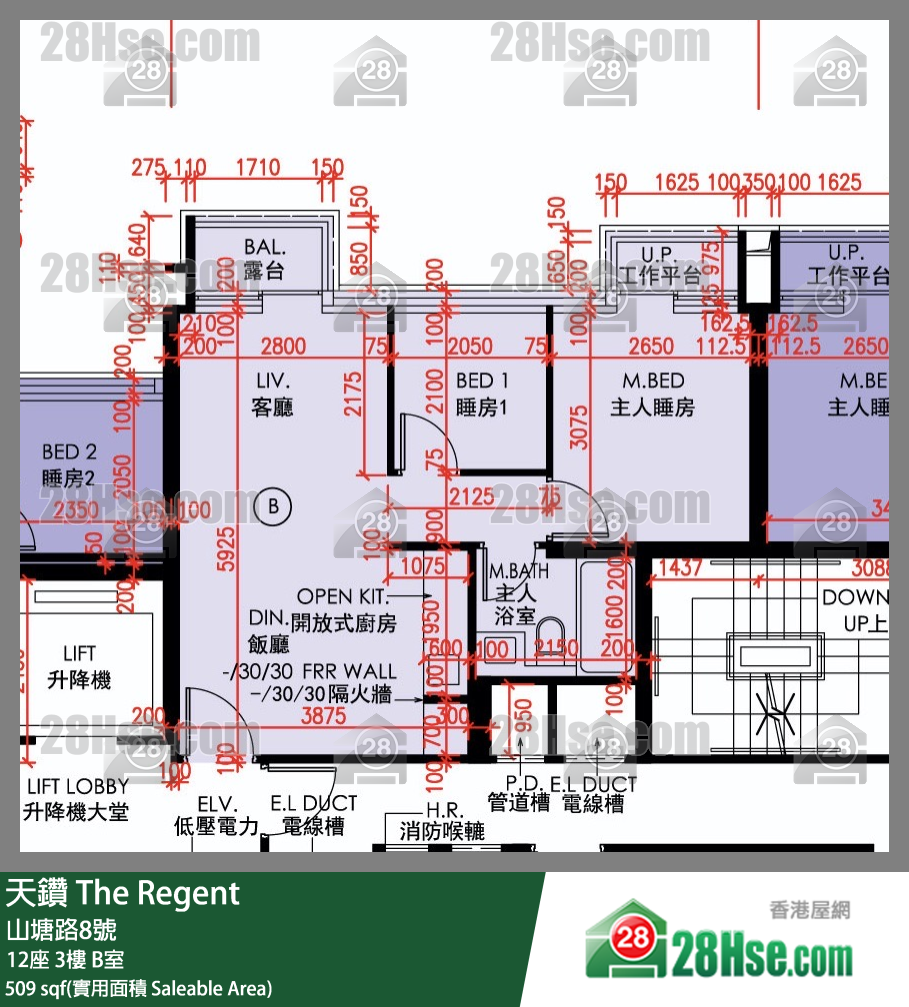 天鑽 12座 3樓 B室 平面圖
