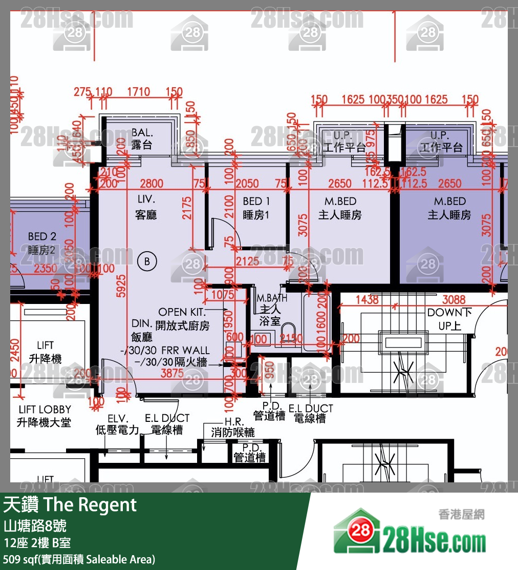 天鑽 12座 2樓 B室 平面圖