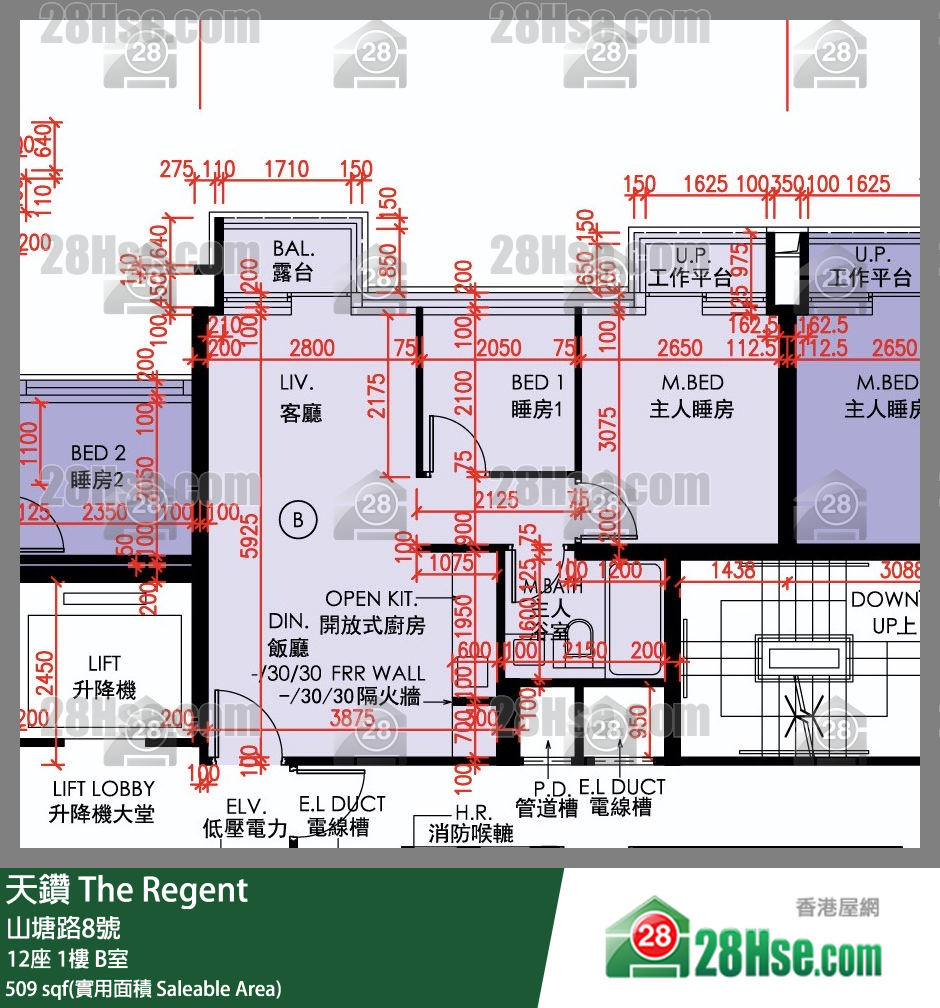 天鑽 12座 1樓 B室 平面圖