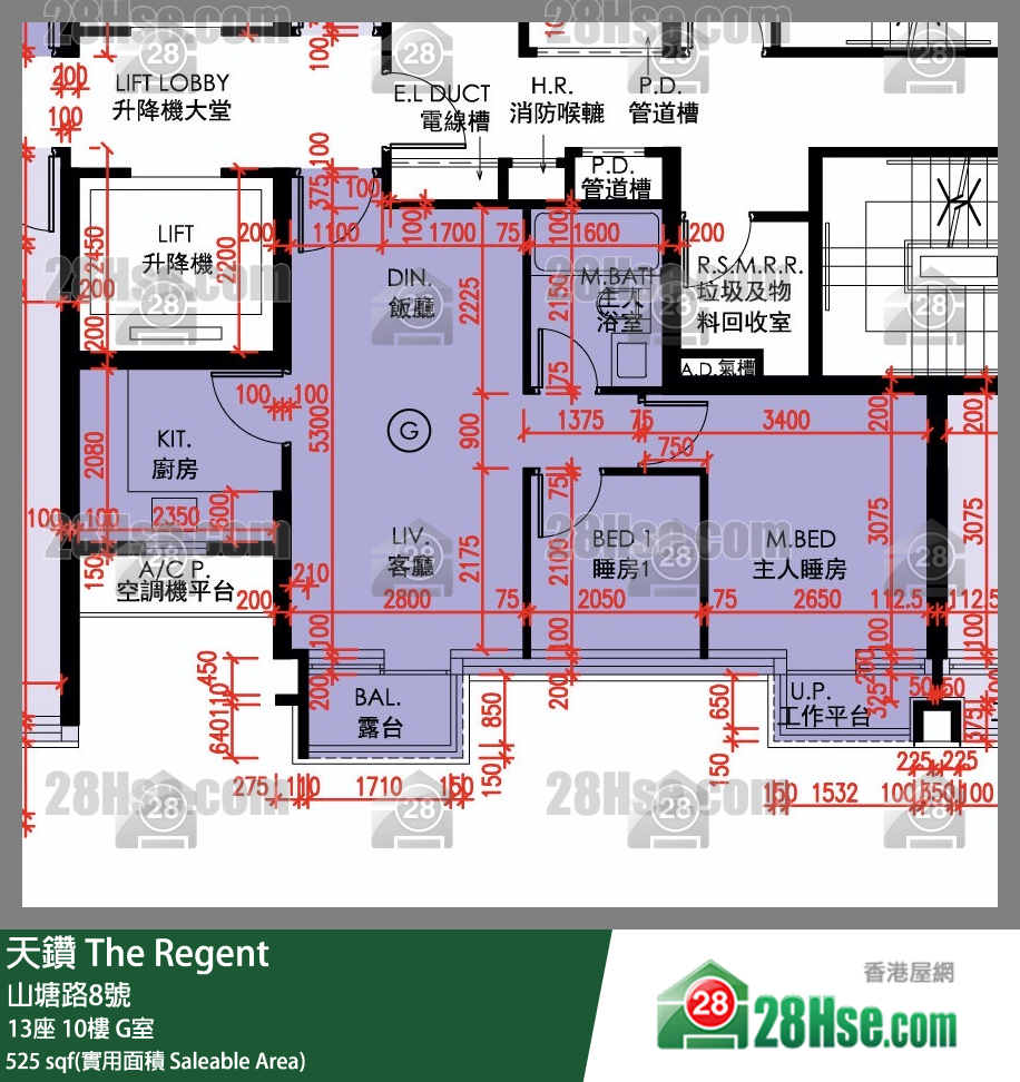 天鑽 13座 10樓 G室 平面圖