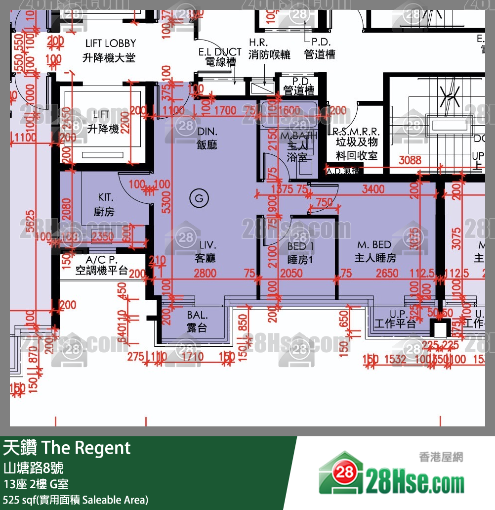 天鑽 13座 2樓 G室 平面圖