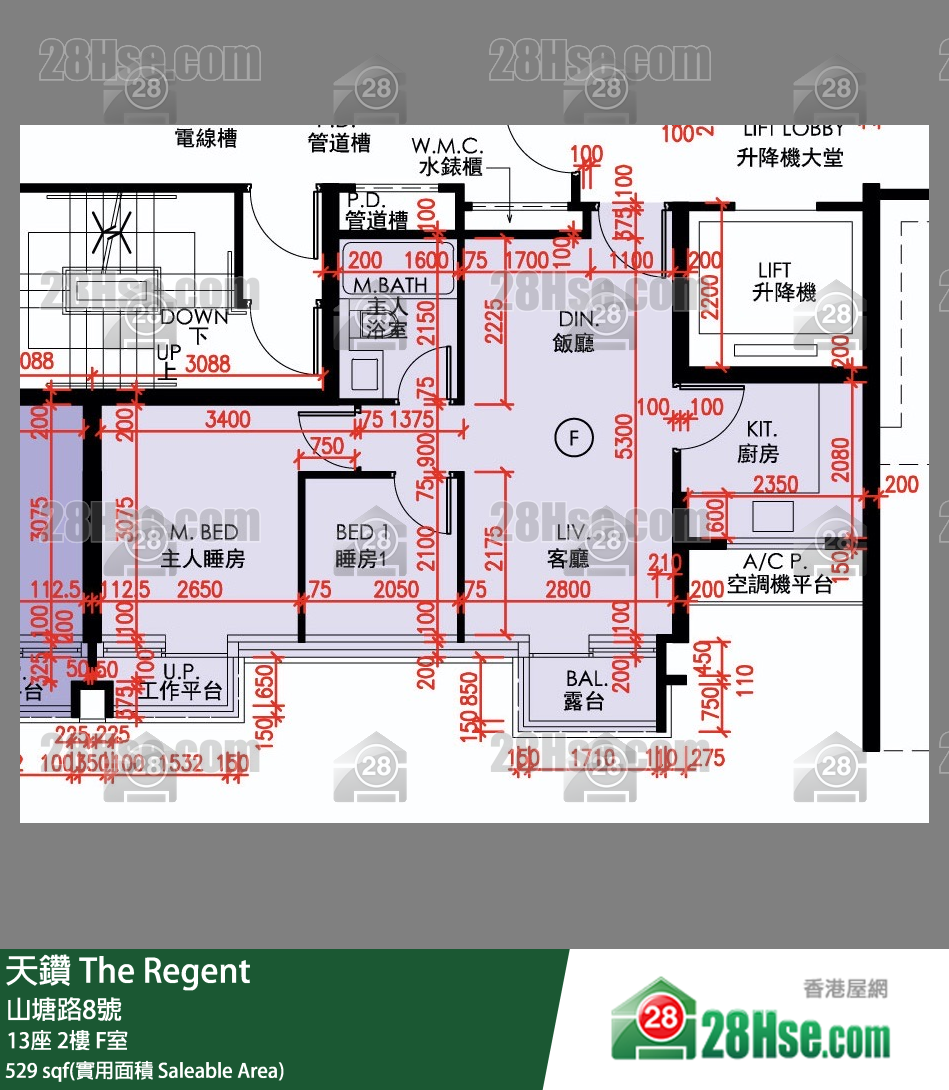 天鑽 13座 2樓 F室 平面圖