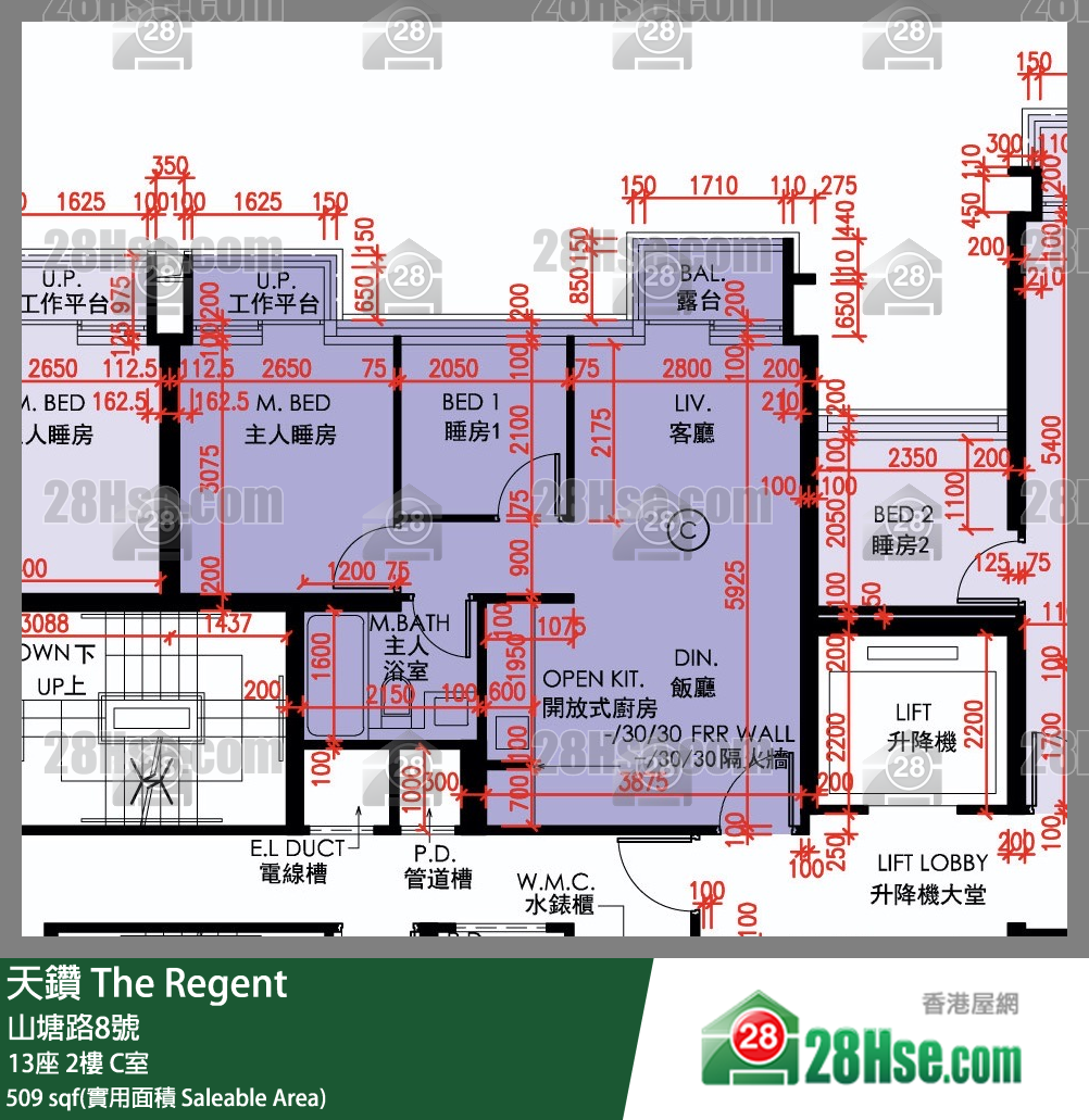 天鑽 13座 2樓 C室 平面圖