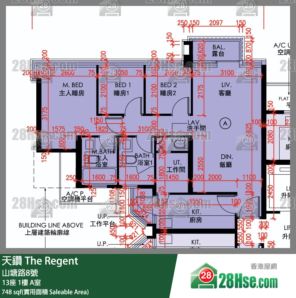 天鑽 13座 1樓 A室 平面圖