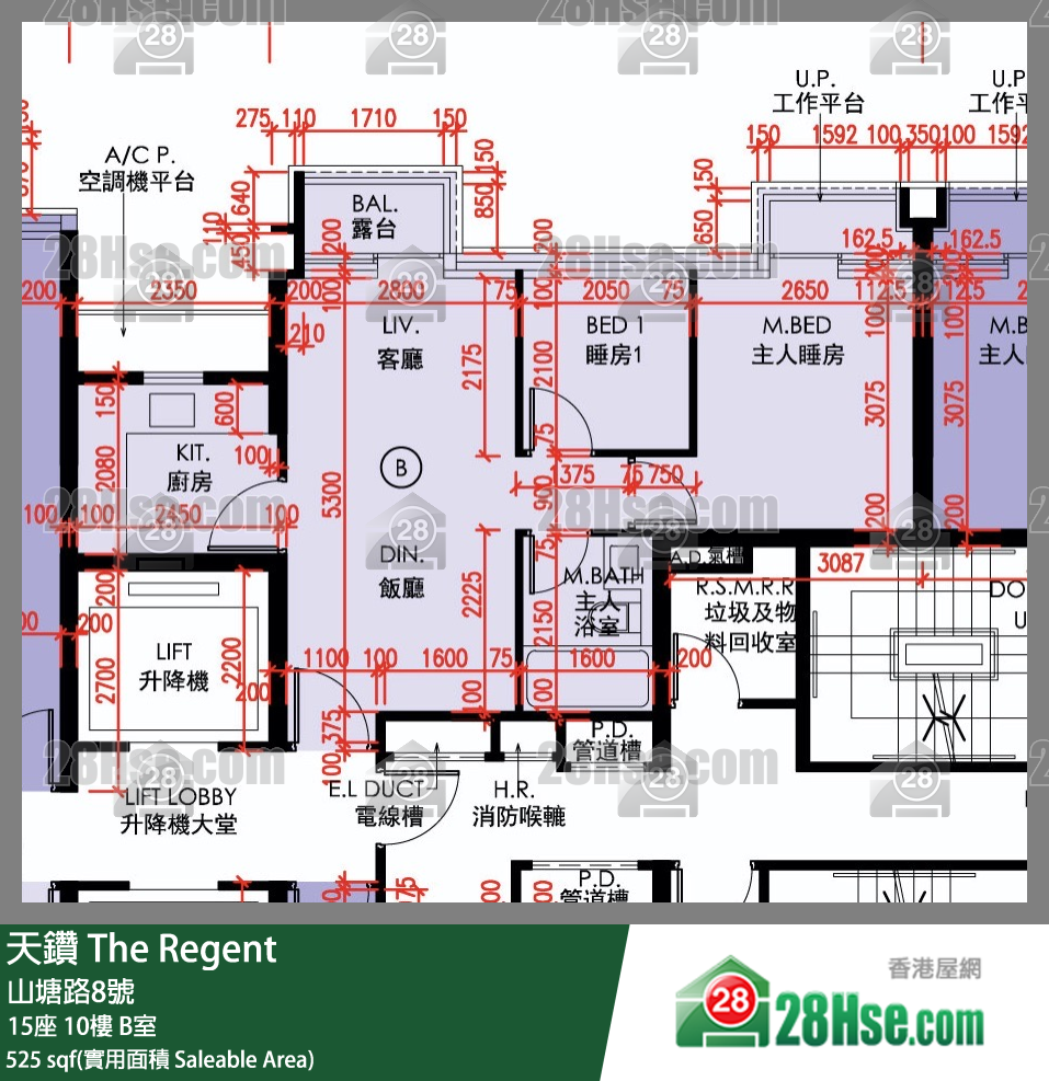 天钻 15座 10楼 B室 平面图