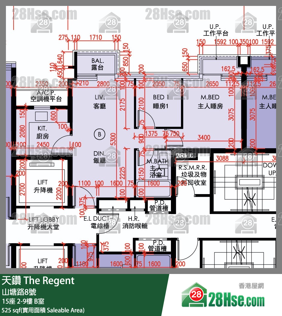 天鑽 15座 2樓 B室 平面圖