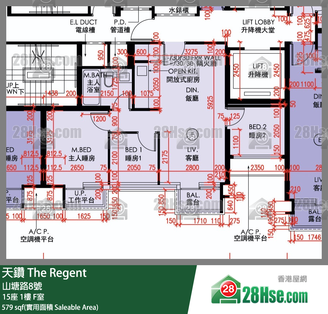 天鑽 15座 1樓 F室 平面圖