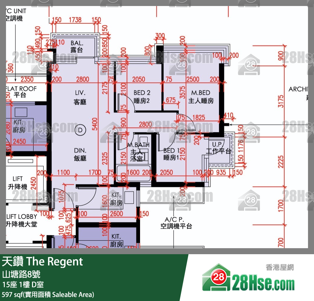 天鑽 15座 1樓 D室 平面圖