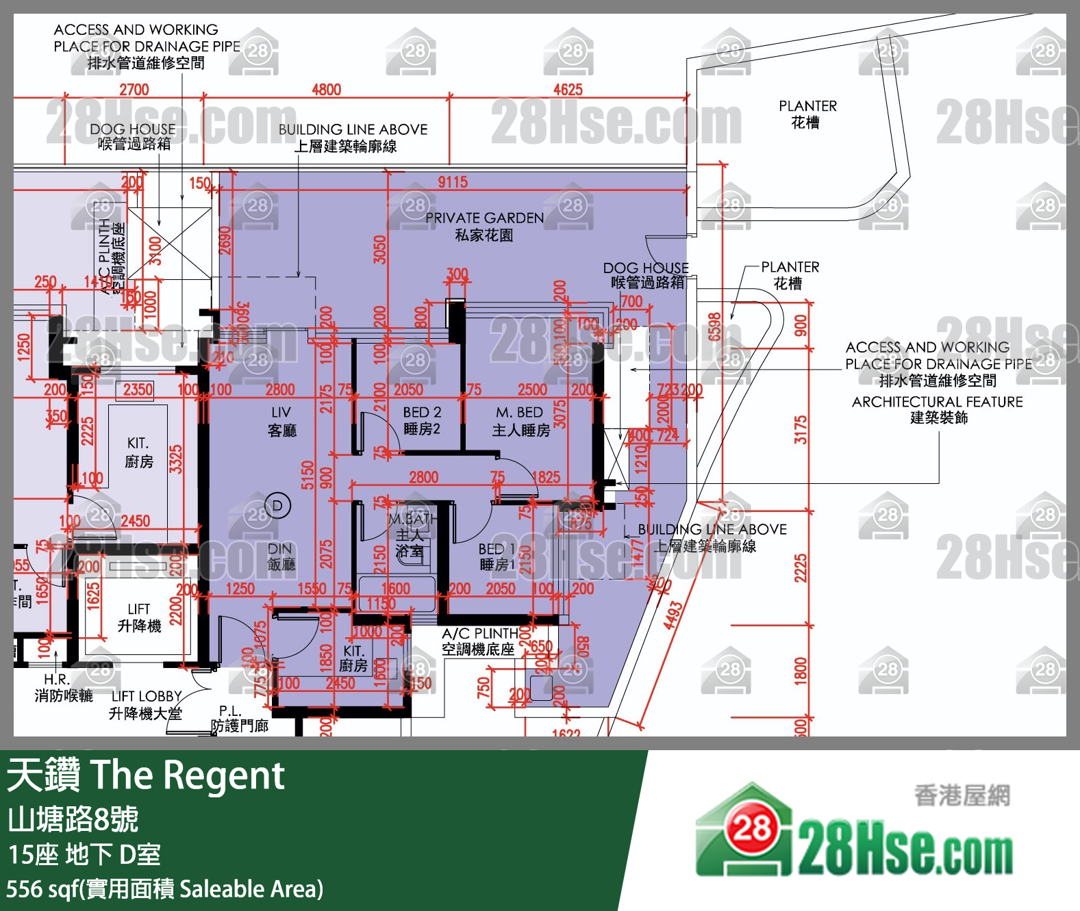 天鑽 15座 D室 平面圖