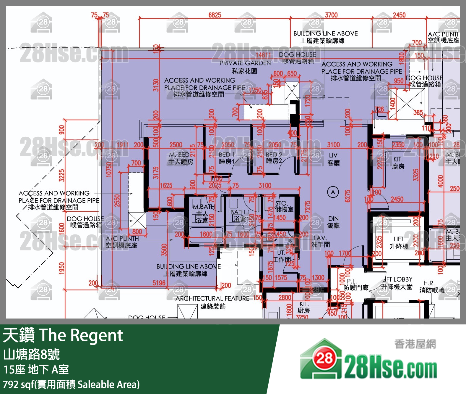 天鑽 15座 A室 平面圖