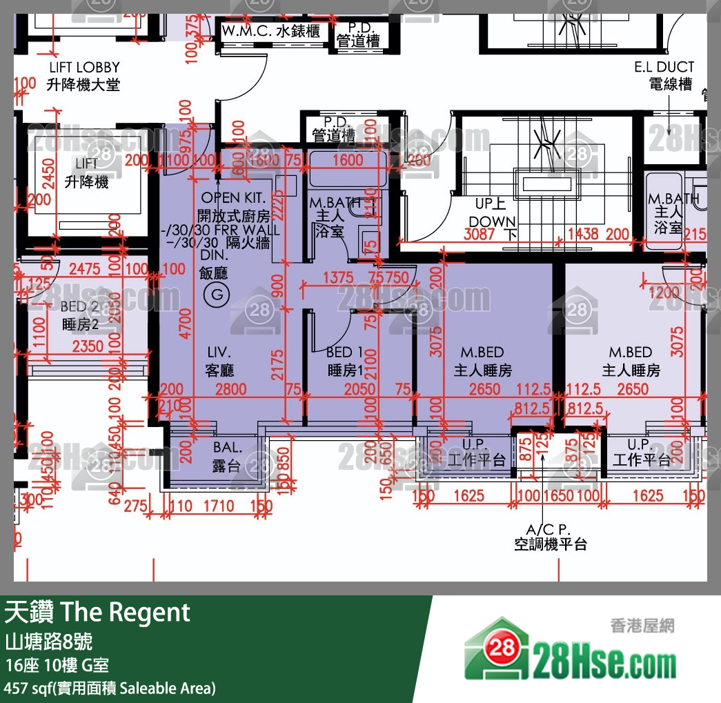 天鑽 16座 10樓 G室 平面圖