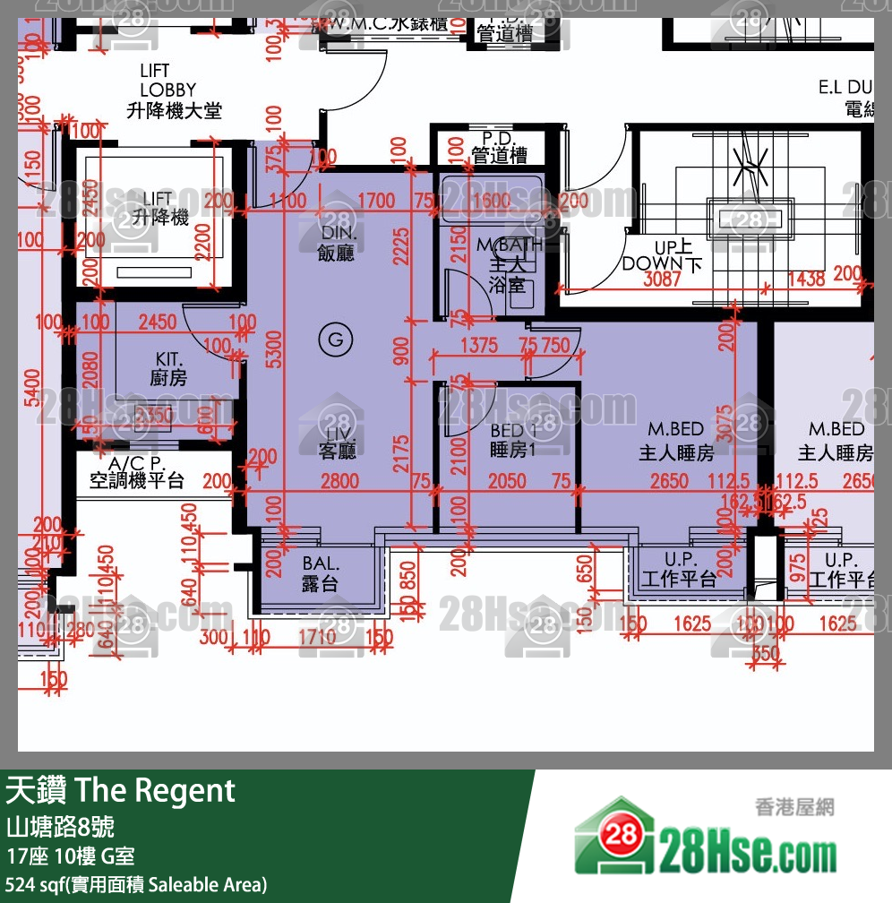 天鑽 17座 10樓 G室 平面圖
