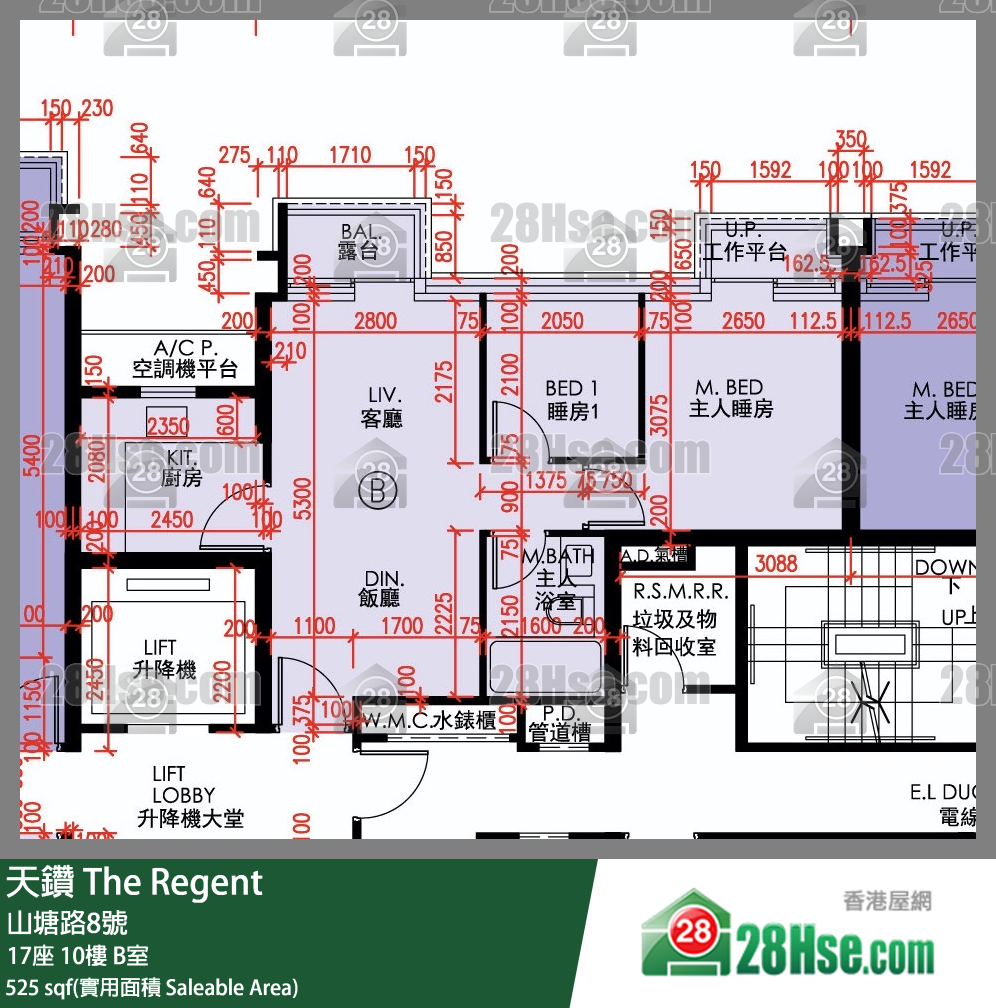 天鑽 17座 10樓 B室 平面圖