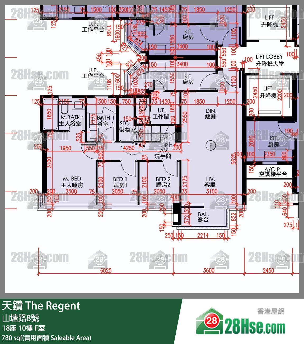 天鑽 18座 10樓 F室 平面圖