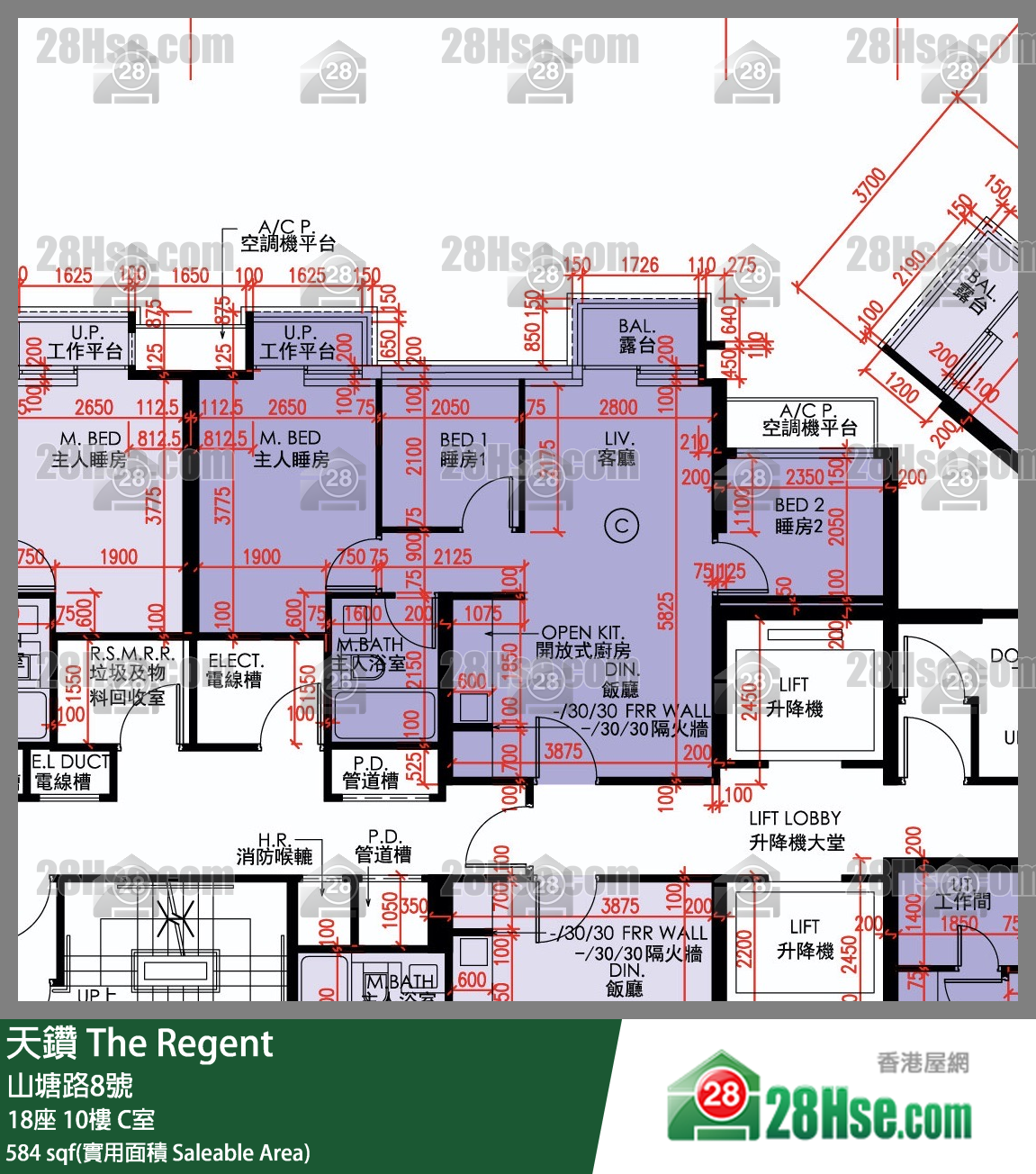 天鑽 18座 10樓 C室 平面圖