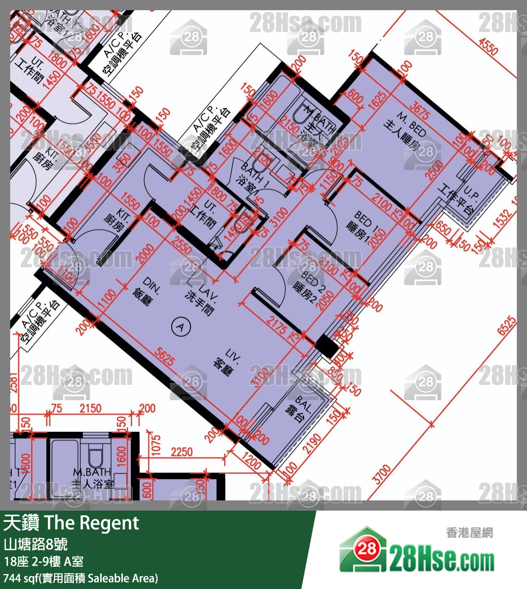 天鑽 18座 9樓 A室 平面圖