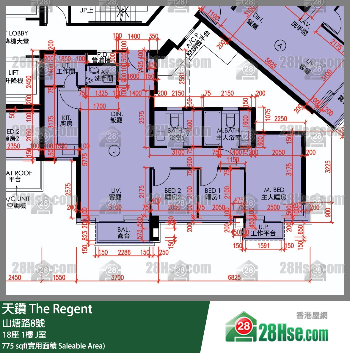 天鑽 18座 1樓 J室 平面圖