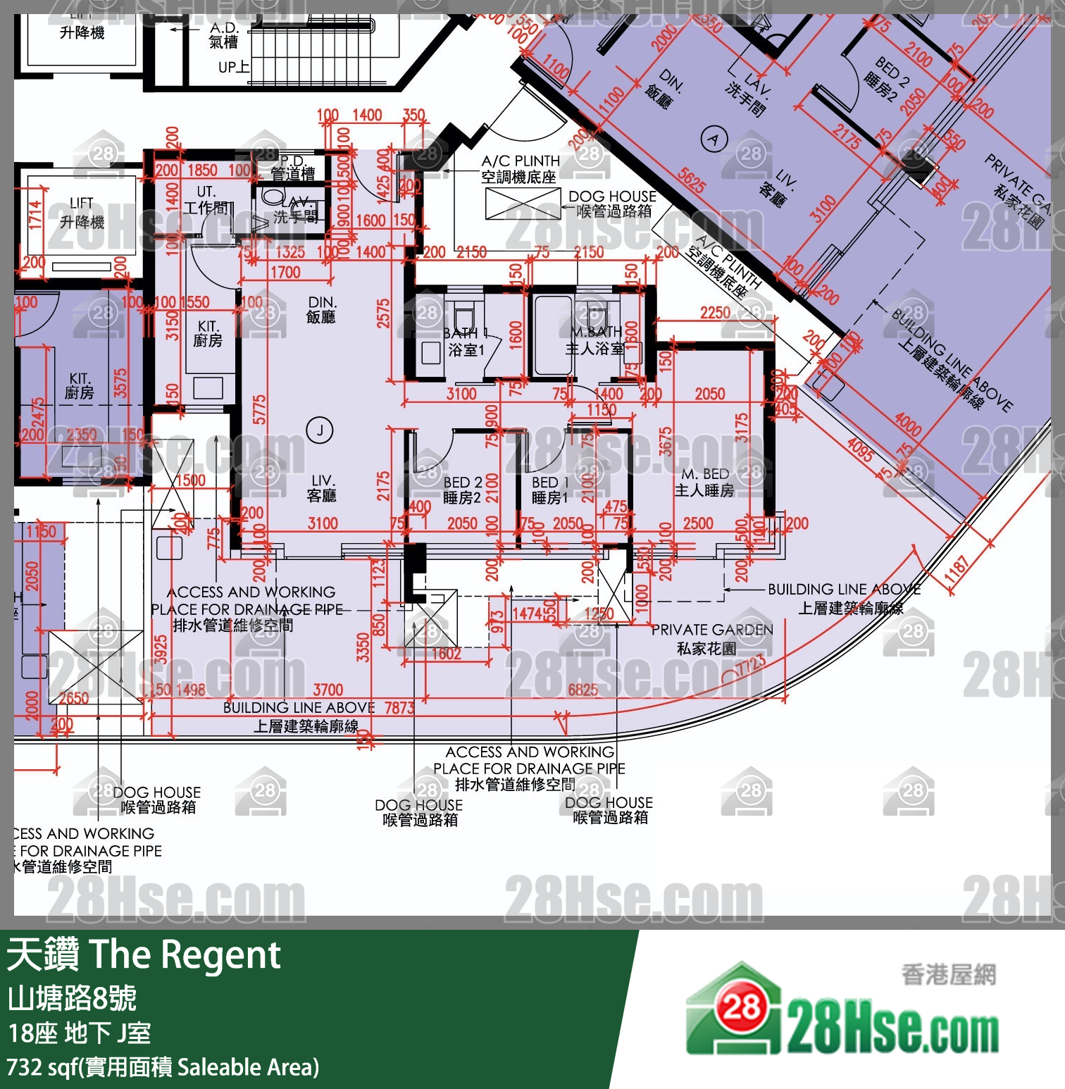 天鑽 18座 J室 平面圖