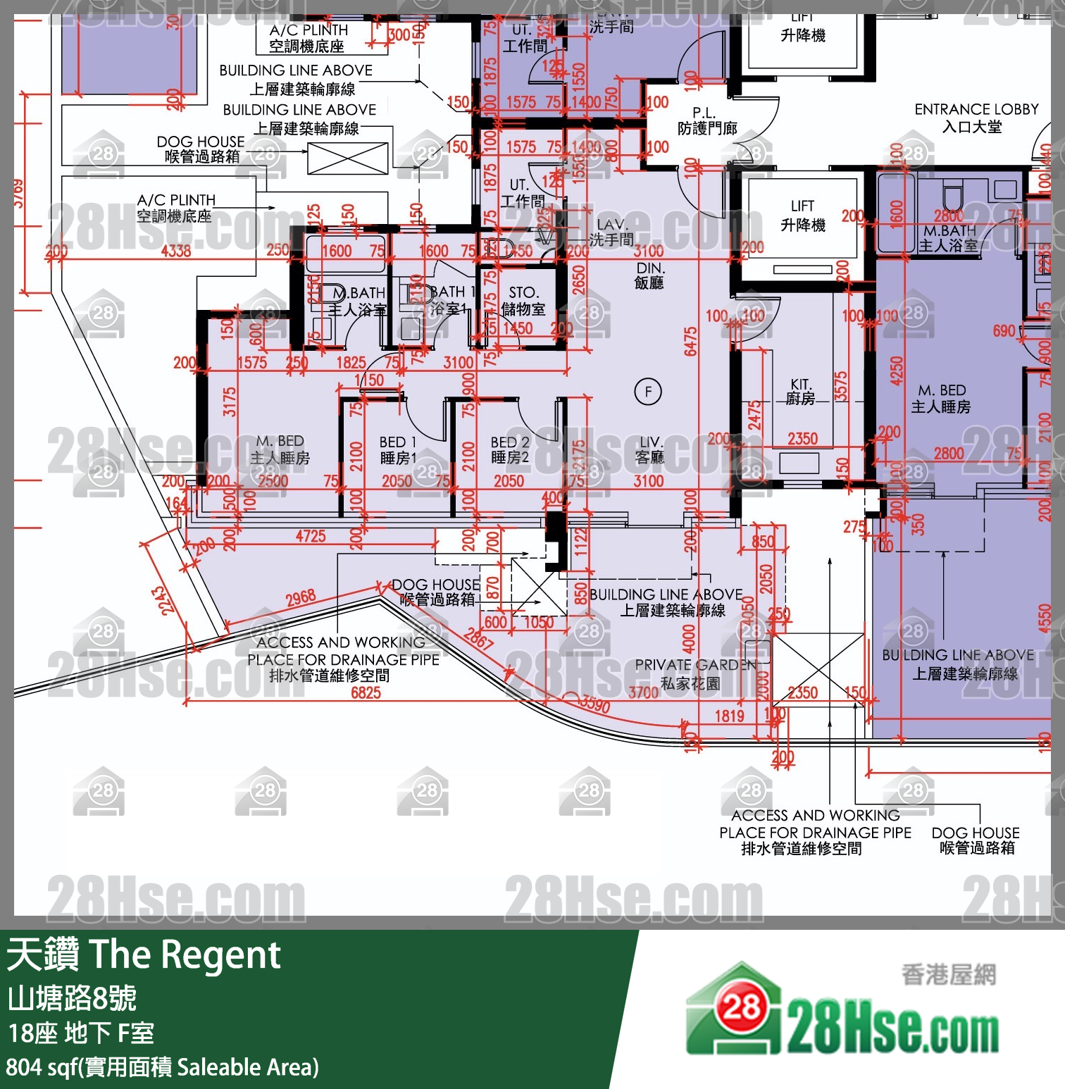 天鑽 18座 F室 平面圖