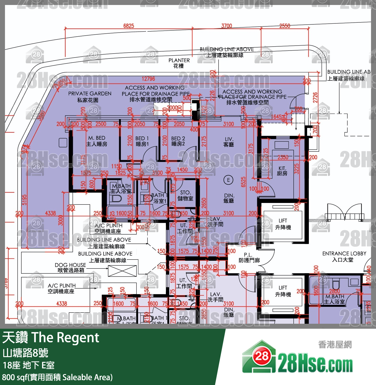 天鑽 18座 E室 平面圖
