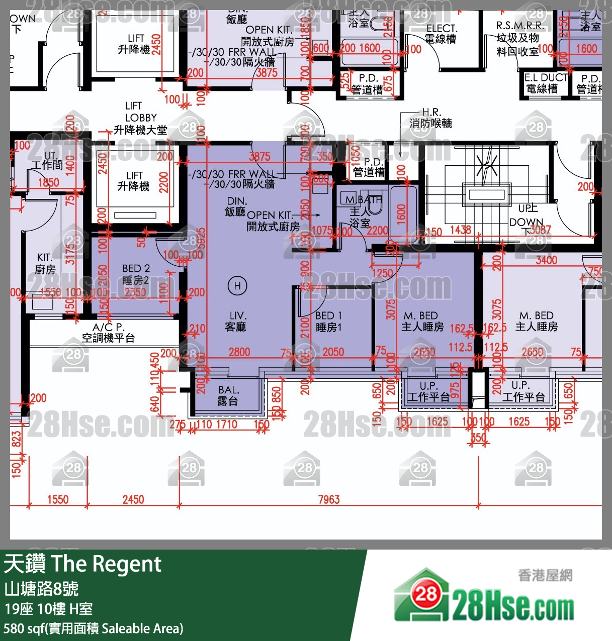 天鑽 19座 10樓 H室 平面圖