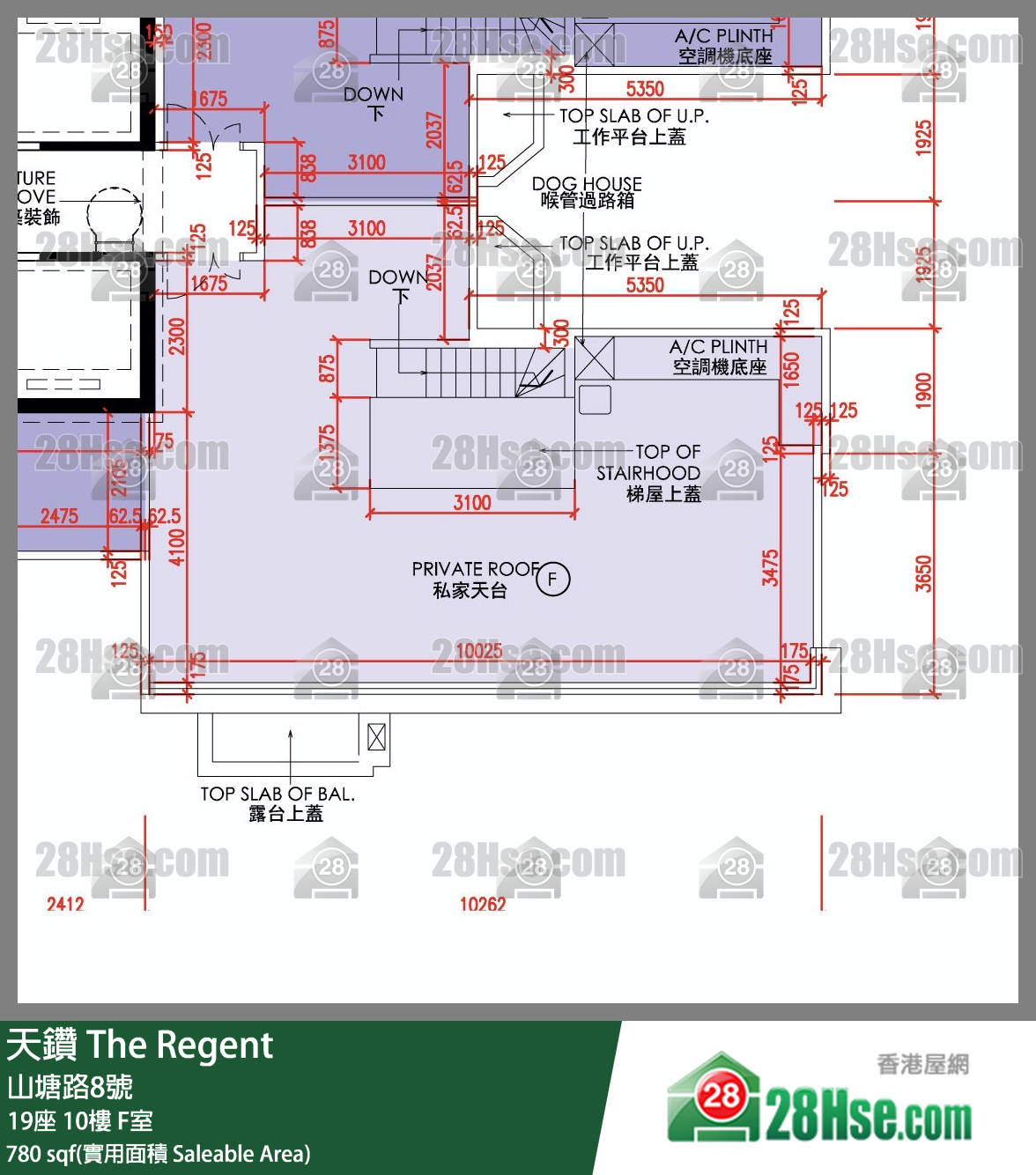 天鑽 19座 10樓 F室 平面圖