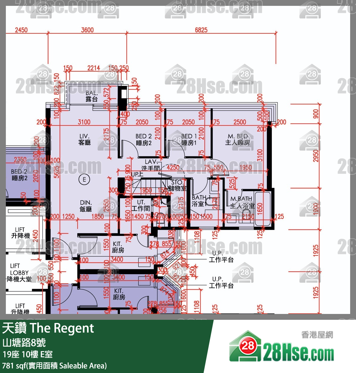 天钻 19座 10楼 E室 平面图