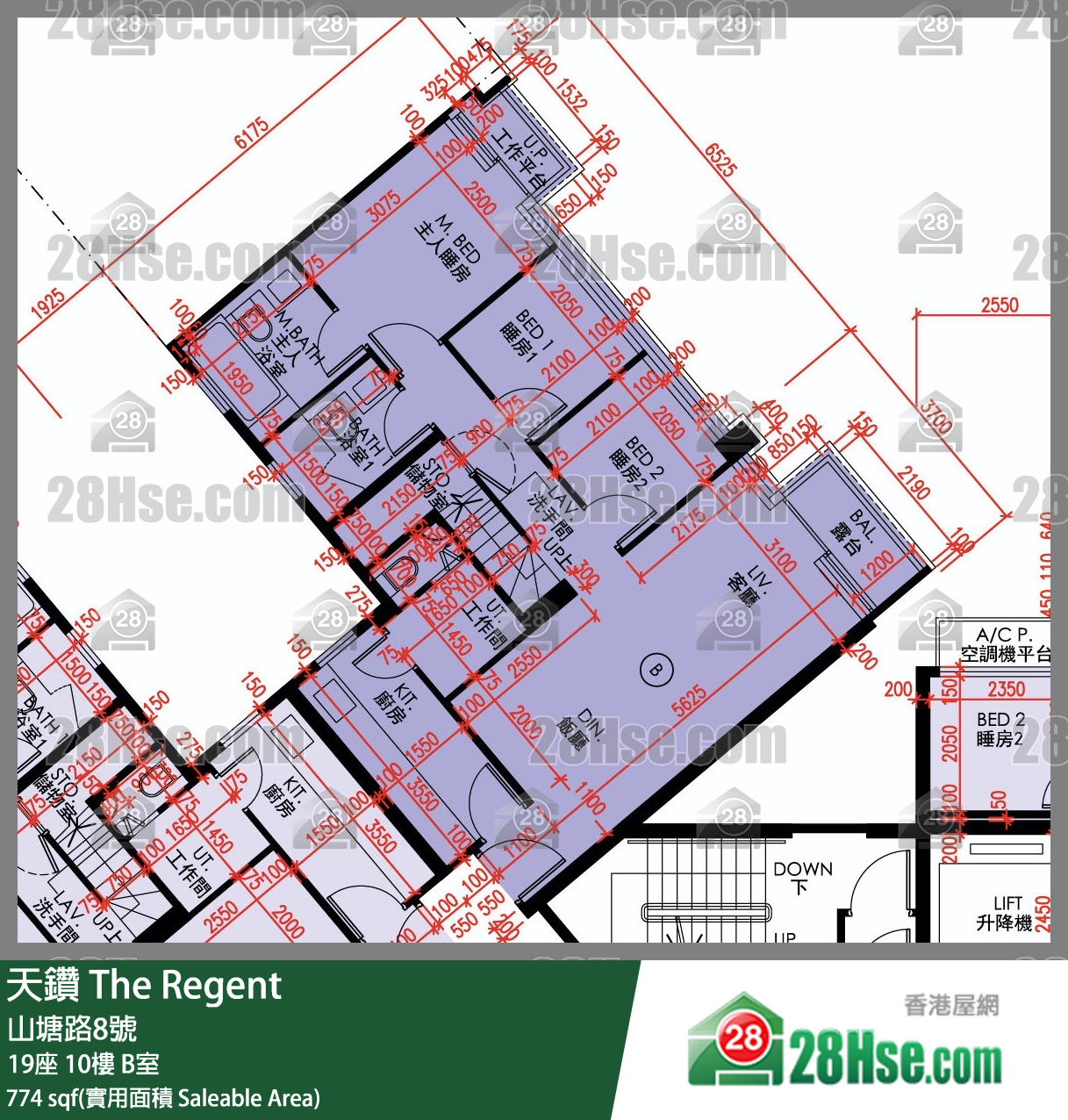 天鑽 19座 10樓 B室 平面圖