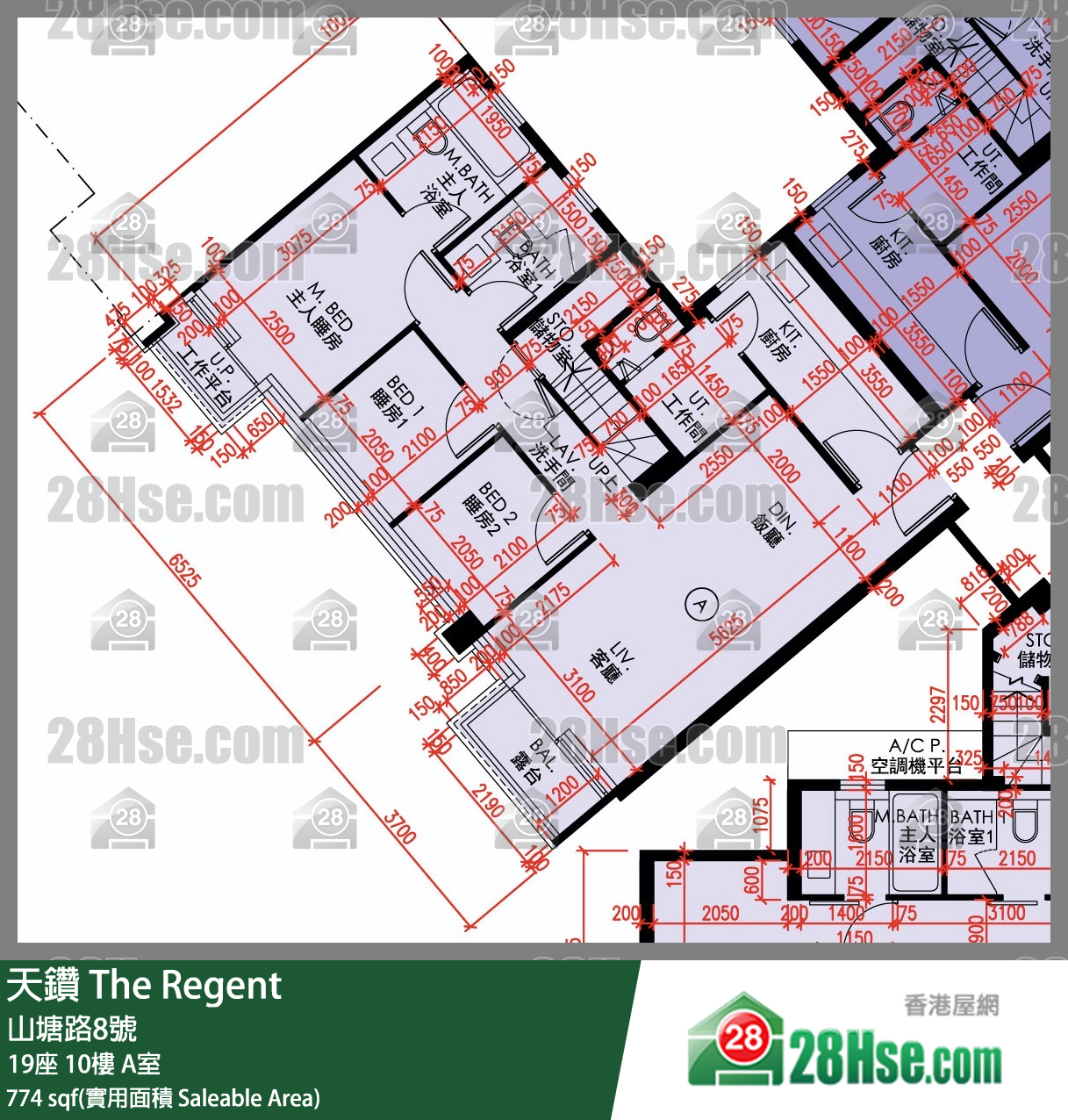 天鑽 19座 10樓 A室 平面圖