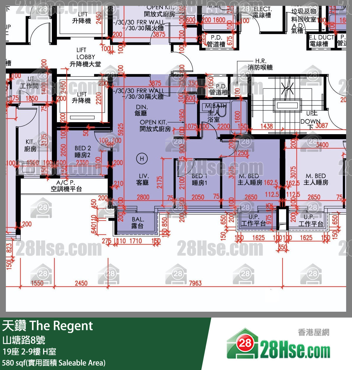 天鑽 19座 5樓 H室 平面圖